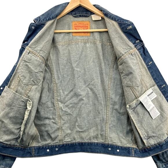 Levi's Blue Jean Denim Button Down Trucker Jacket Men Medium - Picture 3 of 9